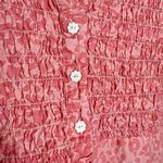 Elan  Scrub Medical Nurse Vet Top Pink Floral Smocked Women’s Size XS Cotton Photo 3