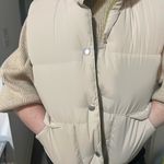 Tory Burch Green Puffer Vest with Cream Sherpa Jacket Photo 6