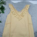 FAHERTY Ellis Yellow Organic Linen Eyelet Ruffle Summer Shift Dress Size Small Photo 3