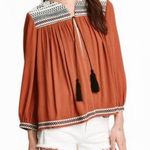H & M rust black Aztec boho jacket cardigan tassels size 10 Photo 0