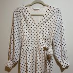 LC Lauren Conrad  Modern Wrap Tea Length Midi Dress Natural Dina Dot Navy Small Photo 6