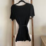 superdown black ribbed waist tie short sleeve knit romper Photo 3