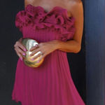 Commense Mesh Rosette Tube Pleat Short Dress size L Pink Size L Photo 0