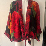 Chico's silk bold floral textured kimono cardigan Photo 0