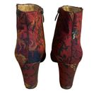 Franco Sarto "OLYMPIA" MAROON W/METALLICS BROCADE BLOCK HEEL ANKLE BOOTS (8) Photo 4