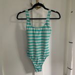 Polo Ralph Lauren Blue Lagoon Striped Lace Up Back One Piece Bathing Swim Suit S Photo 3