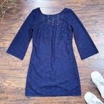 Lilly Pulitzer • Topanga Crochet Dress knit Breakers Lace bell sleeve True Navy Photo 0