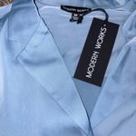 Modern Works Blue Satin Button Down Blouse – Size M New With Tags Size M Photo 3
