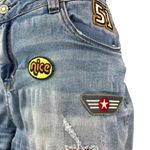 Kensie  Blue Patchwork Applique Distressed Raw Hem Cut-off Denim Jeans Shorts 29 Photo 3