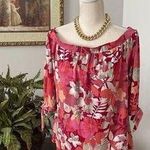 simply styled By Sears Women Off The Shoulder Size Large Floral Short Sleeve Photo 0
