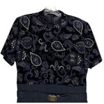 Vtg Womens JSJ Petites Black Velvet Paisley Belted Jumpsuit 90s Short Sleeve 12 Size 12P Photo 3