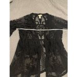 Entro  Small Black Sheer Lace Kimono Duster Photo 2