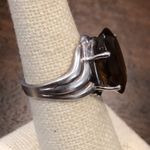 Sterling Silver Vintage Smokey Quartz Oval Faceted Cocktail Ring Size 6 Photo 8