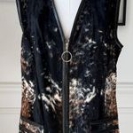 Vintage 70s Carnaby Faux Brindle Fur Longline Zip Vest M L Black Size M Photo 0