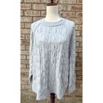 Aerie NWT Gray Unreal Cable Crew Sweater with Pearls Photo 3
