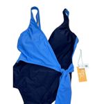Kona Sol  Colorblock Wrap One-Piece Swimsuit NWT Small Blue Photo 3