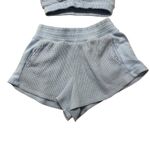 Better Together Waffle Knit Lounge Set Crop Top Shorts Sky Blue Size S Photo 2