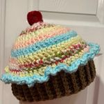 Handmade Crochet Rainbow Strawberry Cupcake Beanie Winter Hat Cozy Comfy Warm Photo 0