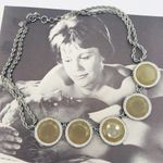 Banana Republic Vintage  Large Green Stone Disk Crystal Rope Chain Necklace Photo 0