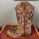 Corral Western Boots Leather Horseshoe Embroidered Studded Cowboy E1615 Sz 7 Brown Photo 2