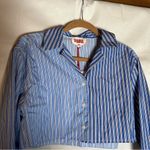 Solid & Striped NWT The Rosalie Top Blue & White Cropped Long Sleeve Button Up Photo 3