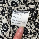 Solitaire  Womens Embroidered Keyhole‎ Tunic Blouse Boho Top Black White Large Photo 5