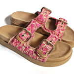 Cristina‎ Francini Pink Woven Raffia Buckle Sandals Slides Size 8 Photo 0