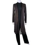 Chico’s Travelers Open Cardigan Fringe Hem Brown Duster Photo 1