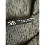 ZARA  Women's Gray Ruched Textured Short Sleeve High Neck Mini Bodycon Dress Sz S Photo 5