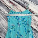 Vintage 90’s Floral Blue Spaghetti Strap Asymmetrical Hem Midi Dress “Byer Too!” Size M Photo 8