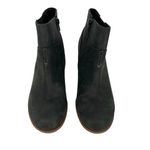 Clarks Black Nubuck Leather Ankle Boots Block Heel Side Elastic Panel Size 10 Photo 4