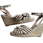 Loeffler Randall - Tessa Bow Canvas Brown Striped Espadrille 4” Wedge Sz 10 Photo 8