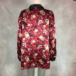 Impressions Vintage Oriental Floral Satin Long Sleeve Lounge Pajama Shirt XL Photo 6