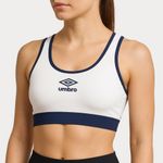 Umbro  Sports Bra Womens Size Medium White Navy Blue Trim Elastic Band Athletic‎ Photo 0