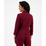Kasper  Womens Petite Stretch Crepe Shawl-Collar Open-Front Burgundy Blazer 10P Photo 5