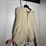 Carraig Donn Irish Wool Cableknit Aran full zip Sweater White Size M Photo 8