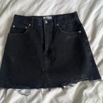 AGOLDE Quinn black denim distressed mini Jean skirt 28 Photo 4