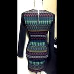Divided Bodycon Dress, Black w/ Colored Zagging Stripes, 2 Photo 2