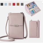 Women's Mini Crossbody Leather Phone Bag Card Holder Wallet Purse Shoulder Bag Pink Photo 2