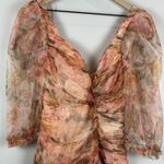 Rosevelvet Tulle‎ Pleated Ruched Mini Dress Small Multi Ruffle Fairycore Party Orange Photo 4