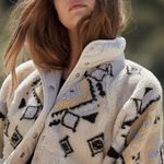 Free People Movement Small Hit the Slopes Tribal Print Fleece Teddy Jacket Black Photo 4