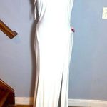 Mac Duggal IEENA for  Zuri Beaded Halter White Jersey Gown size 6 Photo 0