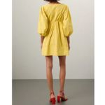 STAUD Sophie Yellow Square Neck Babydoll Mini Dress summer party $250 designer Gold Photo 2
