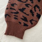Bloomchic Brown Leopard Print Lantern Sleeve Cardigan Sweater Black Size 18 Photo 4