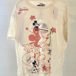 Disney  Mickey Mouse Graphic T Shirt Cream Oversized Size M Photo 0