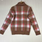 Tahari  Womens Sweater Sz S Plaid Turtle Neck Brown Red Harvest Fall Winter Top Photo 6