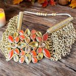 Kenneth Cole Gold-Tone Stretch Bracelet w/ Red & Amber Stones Photo 4