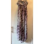 Vera Wang Princess  Maxi Dress Womans Small Lavender/Grey Floral Rose Cut Out Photo 8