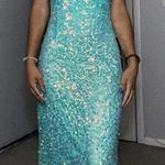 Sequin Prom Dress Blue Size 6 Photo 0