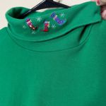 Karen Scott Vintage Green Turtleneck Top Embroidered Christmas Stockings Size L Photo 1